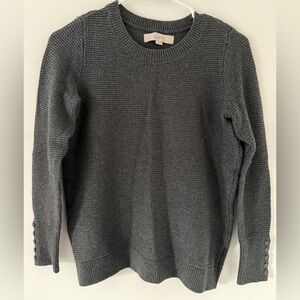 LOFT Charcoal Crew Neck Sweater Like new 100% cotton